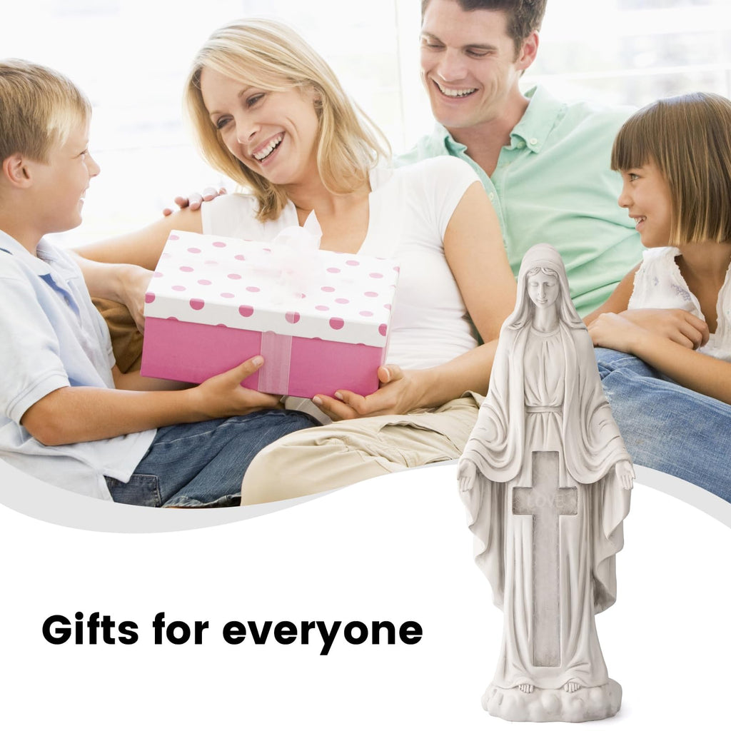 VChymm Solar Virgin Mary Praying Statue 27.9 Inch- Outdoor Religious Garden Decor with LED Lights, Weather-Resistant Magnesium Oxide Sculpture for Yard, Patio, Entryway （White Solar Virgin Mary）