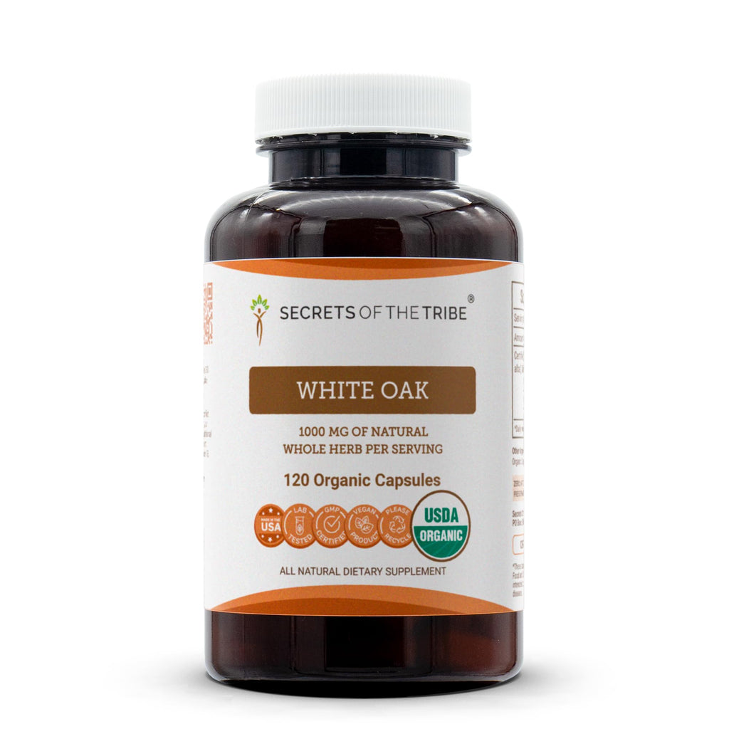 Secrets of the Tribe White Oak USDA Organic 120 Capsules | High-Potency Herbal Capsules | Made with Organic Vegetarian Capsules and Organic White Oak (Quercus alba) Dried Bark (120 Capsules)