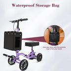 Fvzzin Lightweight Knee Scooter Crutch Alternative, Foldable & Adjustable Knee Scooter for Adults for Foot Surgery, Steerable Knee Walker with Detachable Basket, Includes DIY Stickers-Cream Purple