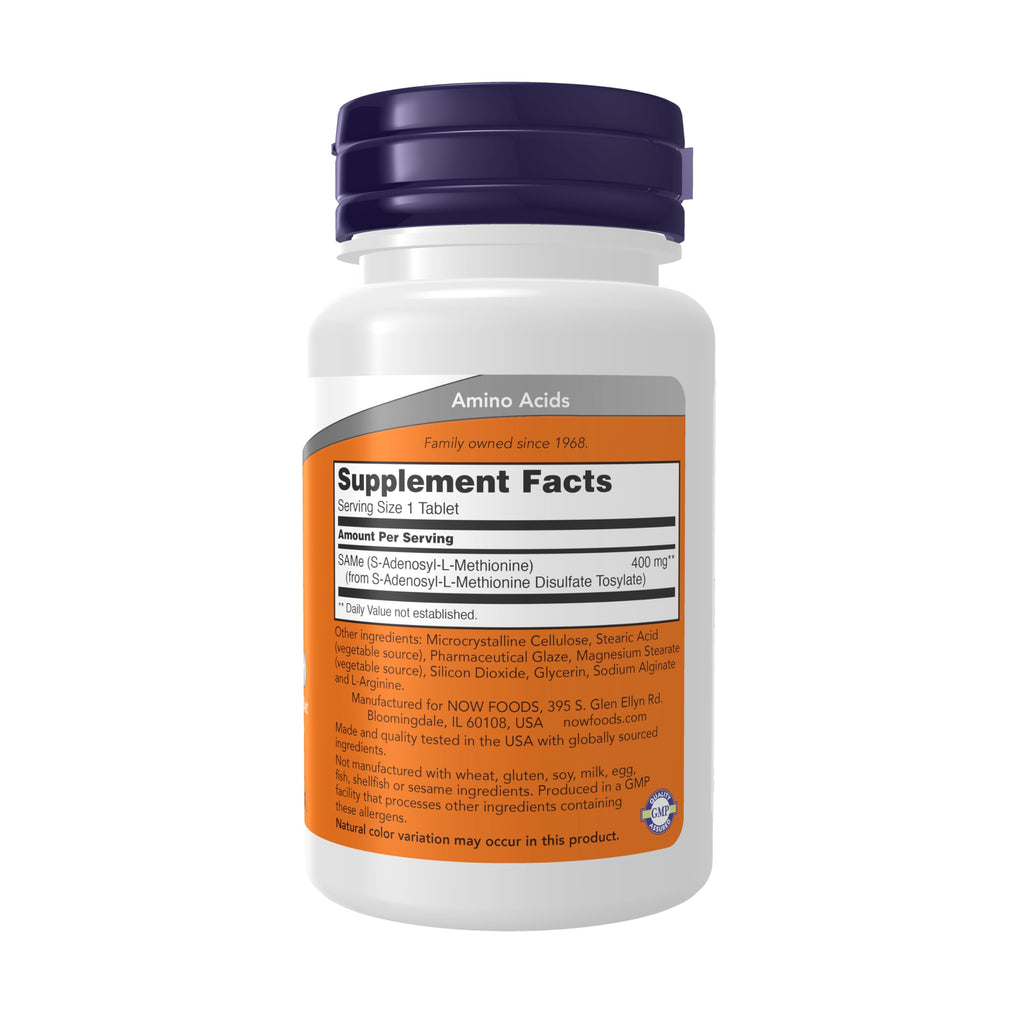 NOW Foods Supplements, SAMe (S-Adenosyl-L-Methionine) 400 mg, Nervous System Support*, 30 Tablets