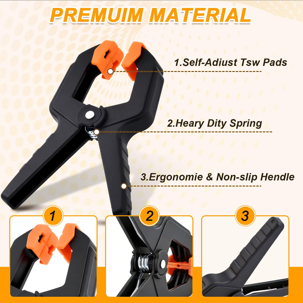 50 Pack Spring Clamps, Heavy Duty Plastic Woodworking Clamps & Multi-Use Hanging Clips for Balloon Arch Clips, Tarp Clips & Backdrop Holder, Durable Hand Tool Kit, 2 Colors