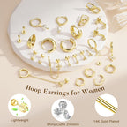 Turandoss 13 Pairs Gold Hoop Stud Earrings for Women