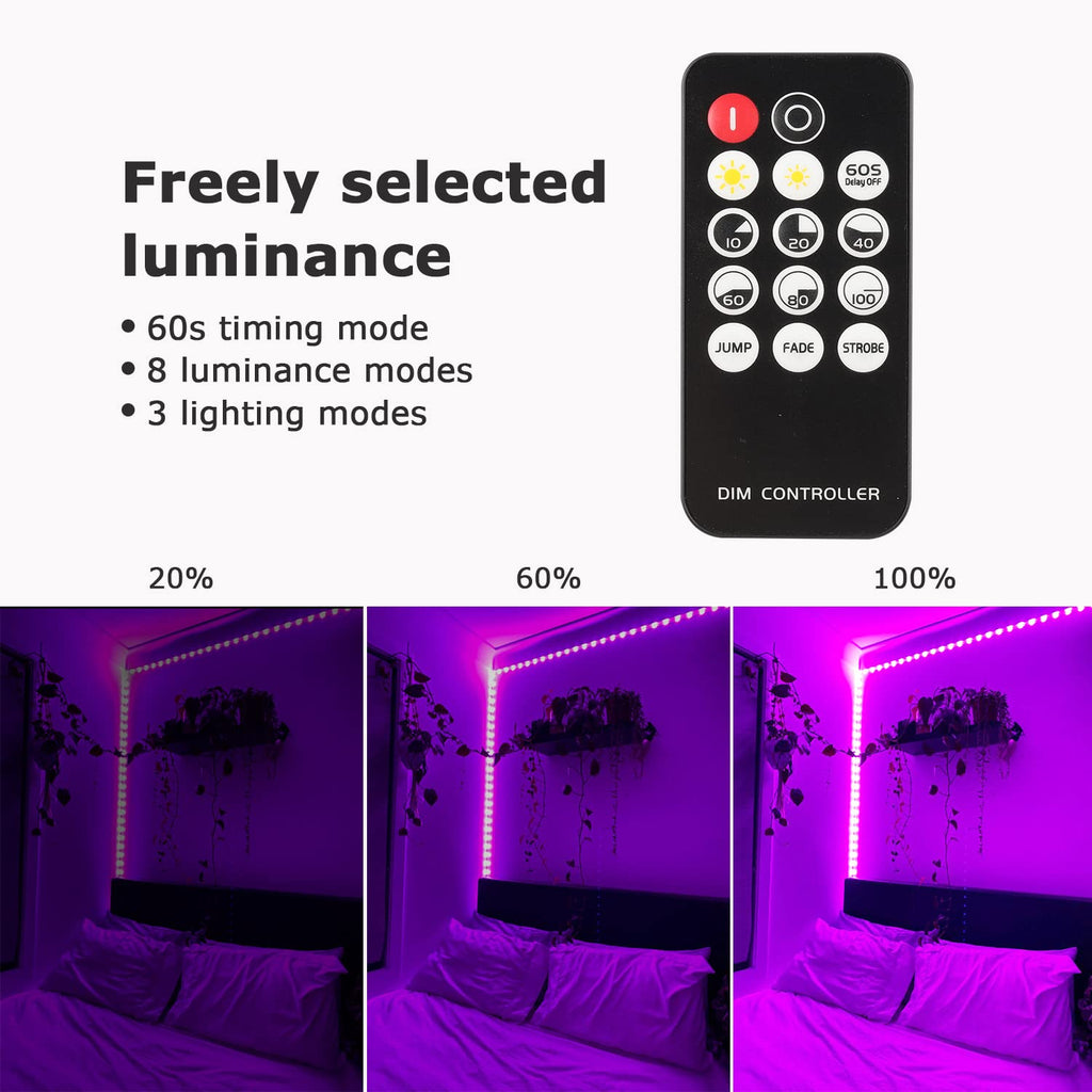 PIZHLO 50 Foot Black Light Strips & Remote, Dimmable Flexible 900 LEDs