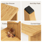 Squatting Potty for Adults Foldable, 7In Bamboo Toilet Stool Squat Adult and Kids, Wood Travel Poop Stool for Bathroom, Wooden Portable Toilet Foot Step, Premium Flip Pooping Potty Stool