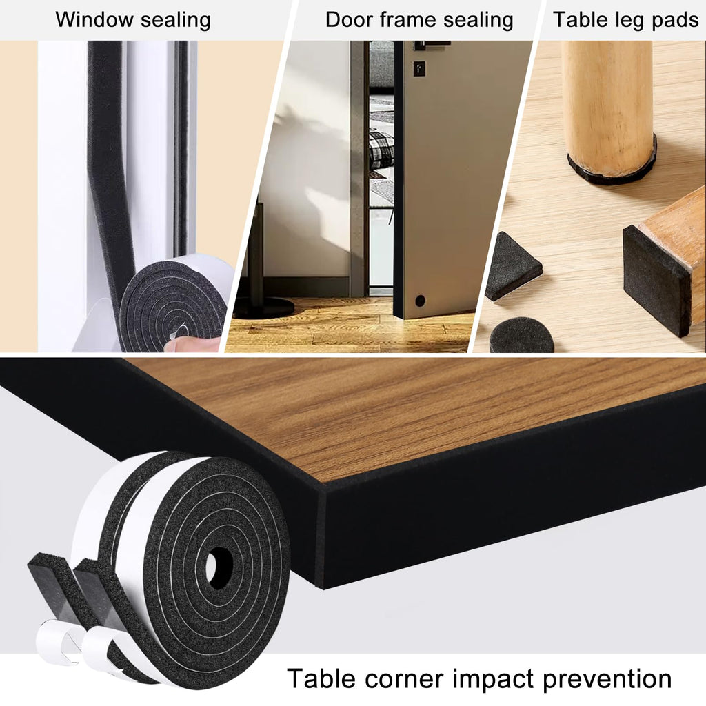 Storystore Weather Stripping Door Seal Strip, 2In x 3/8In x 13FT Self Adhesive Foam Tape for Door Window Insulation Soundproofing Weatherstrip, High Density Foam Seal for Doors Windows Furniture