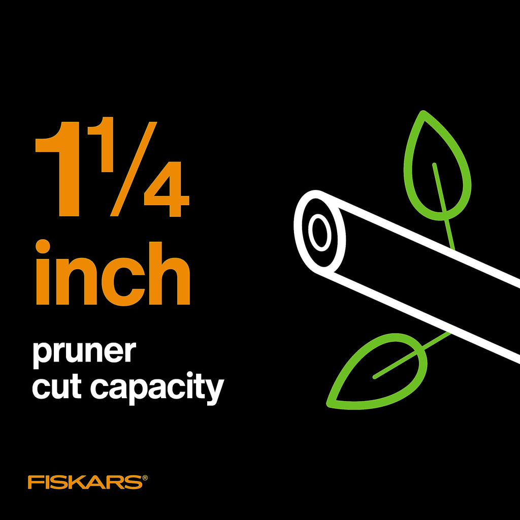 Fiskars 2-in-1 Extendable Tree Pruner and Pole Saw (Extends 7.9 - 12 feet) with Rotating Head, Pruning Stik Model with 15-Inch Double-Grind Saw Blade, and Double Locking System