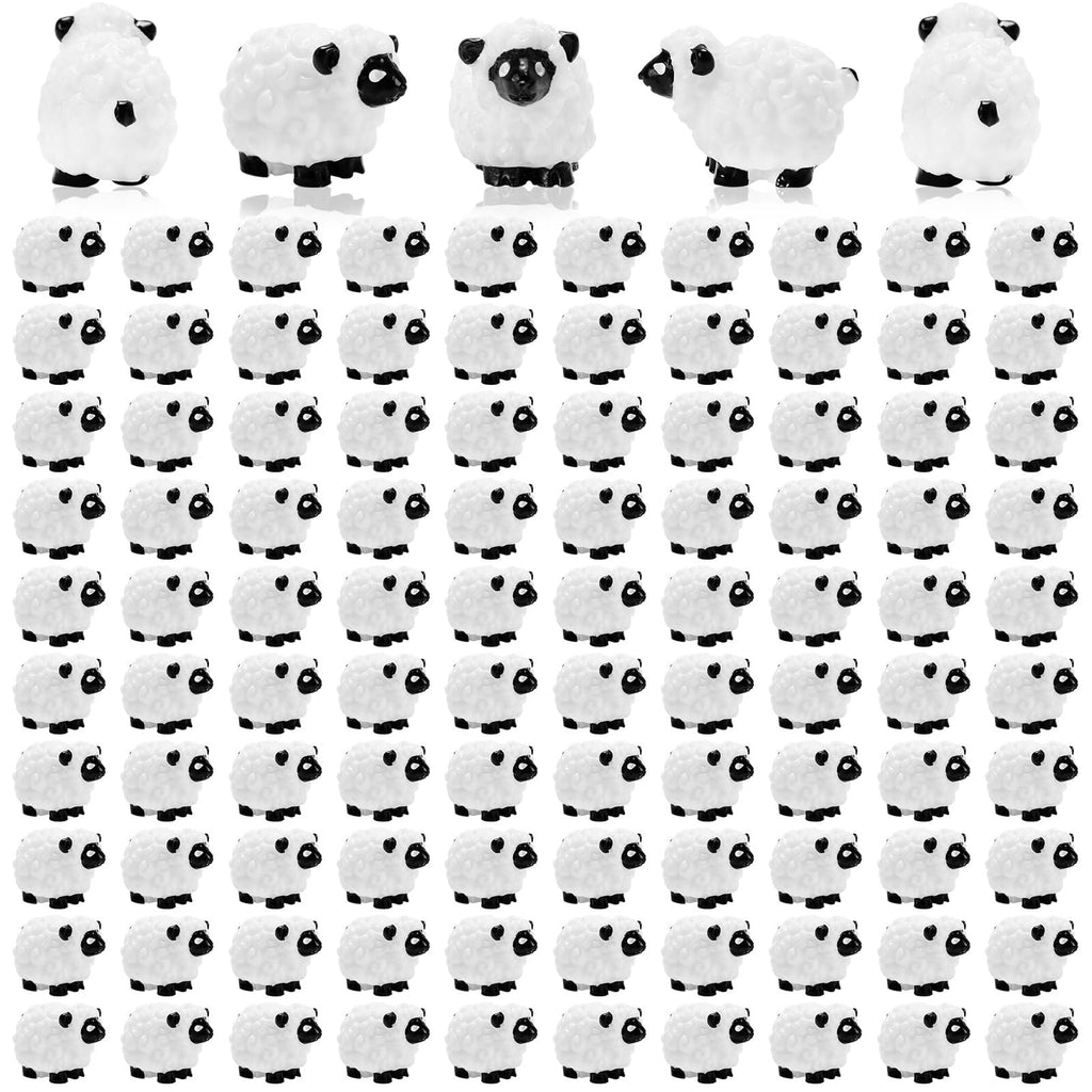 Bbiamsleep 105 Pcs Mini Sheep Figurines Miniature Plastic Sheep Figurines