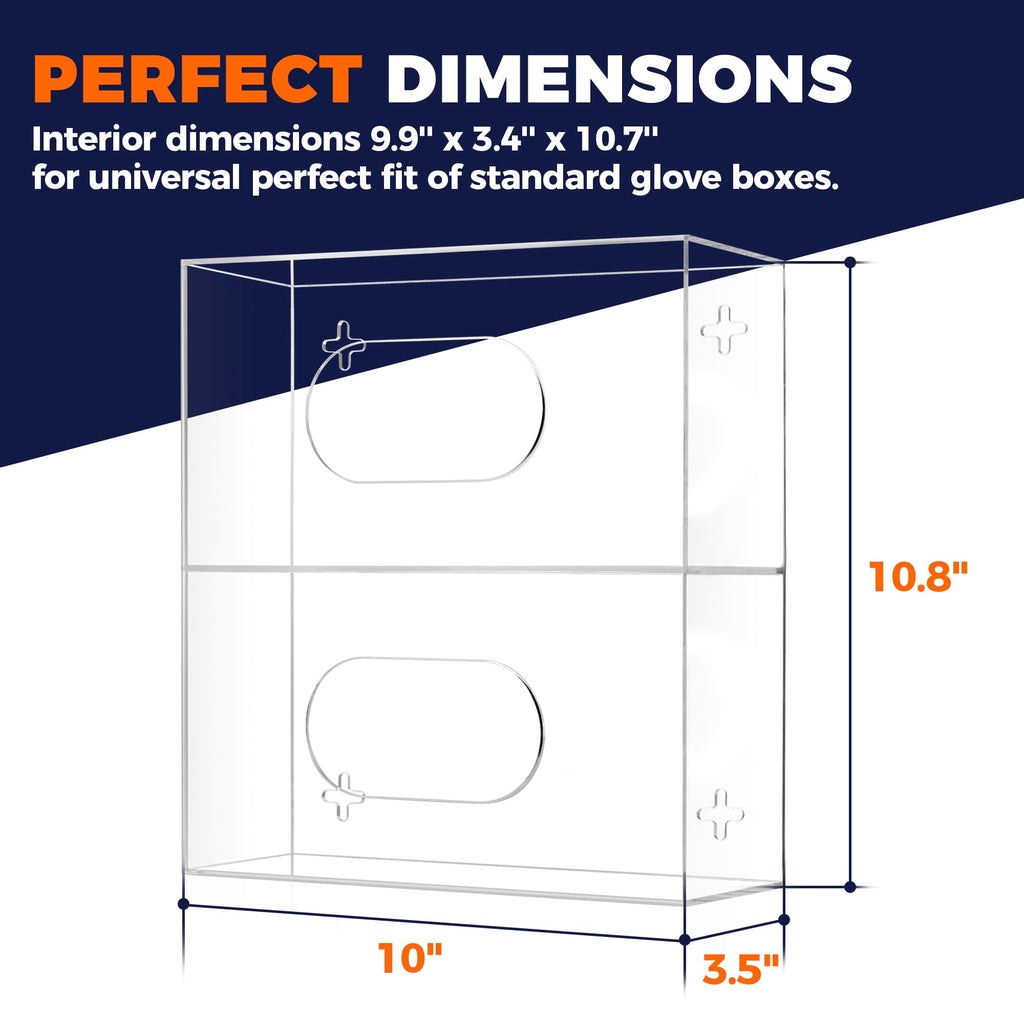 Double Glove Box Holder Wall Mount Glove Dispenser - Disposable Glove Holder Wall Mount Glove Station for Medical Gloves, Multipurpose Kitchen Gloves Holder - Includes Hanging Hardware