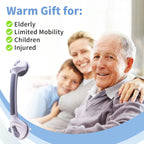 LEATALE Shower Grab Bars for Seniors 2 Pack,16.8" Suction Shower Handle with Safety Indicator, No-Drill Bathroom Safety Rails for Elderly, Bathtub & Tile/Glass (Gray)
