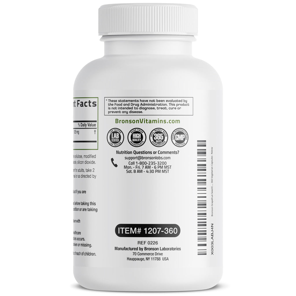 Bronson Grapefruit Seed Extract Citrus Paradisi Supports Immune Health & Helps Maintain a Healthy Gastrointestinal Tract - Non-GMO, 360 Vegetarian Capsules