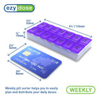 EZY DOSE Weekly (7-Day) AM/PM Daily Pill Case, Medicine Planner, Vitamin Organizer, Fish Oil Holder, Supplements Container, Medium Compartments, 2 Times a Day, Color May Vary, BPA Free (Pack of 3)