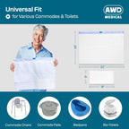 100 PACK - Commode Liners with Absorbent Pads - Adults Commode Bag Compatible with Most Toilets - Portable Commode Liners with Gel Pads - Disposable Bedside Toilet Liner Bags for Adult Potty Chair