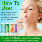 4 Pack Nasal Stick,Nasal Inhaler Stick,Nose Inhaler Boost Energy Set,Inhaler,Sinus & Congestion Relief, Daily Relaxation, Stress Relief, Pure Natural Ingredients