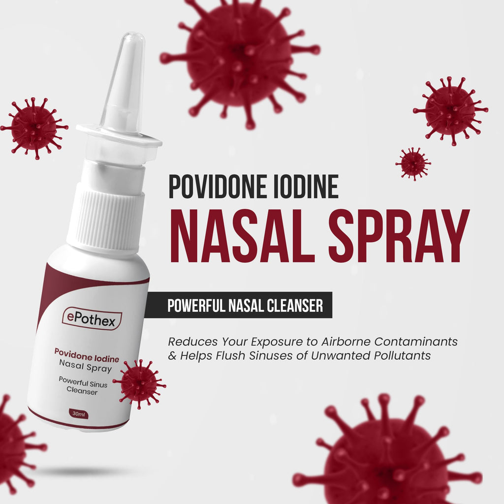 EPOTHEX 1% Povidone Iodine Nasal Spray - Powerful Nasal Cleanser & Sinus Protection - Reduce Exposure to Airborne Contaminants - Travel Friendly - 30ml