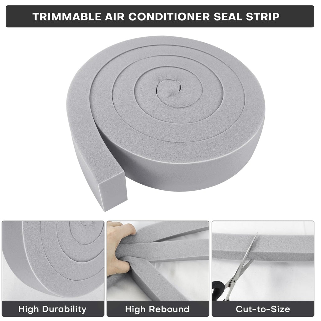 FoamJoy AC Window Seal Kit with Adhesive - 4Pcs Gray Foam Insulation Strips 2"x1"x6.5Ft,Air Conditioner Foam for Window Units, Energy Saving & Dustproof
