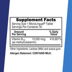 Superior Source No Shot Methylcobalamin B-12 10000 mcg - Vitamin B-12 to Support Energy Production, Brain Health & Overall Wellness - Sublingual Tablets for Quick Absorption - 30 Dissolving Tablets