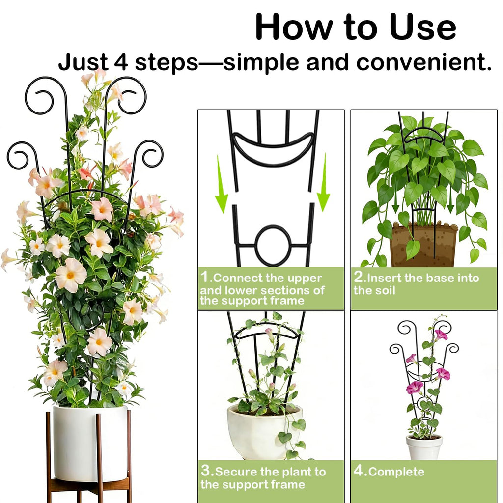 32.6in Trellis for Climbing Plants Outdoor/Indoor, 2 Pack Expandable Rustproof Metal Garden Plant Trellis for Potted Plants, Tall Heavy-Duty Houseplant Support for Monstera, Pothos, Ivy, Hoya