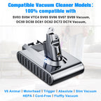8000mAh Replacement for dyson V6 Battery 21.6V Lithium VTC4 SV03 SV04 SV05 SV06 SV07 SV09 DC58 DC59 DC61 DC62 DC72 DC74 Absolute Animal Motorhead Slim Vacuum with 2 Filters (V6)