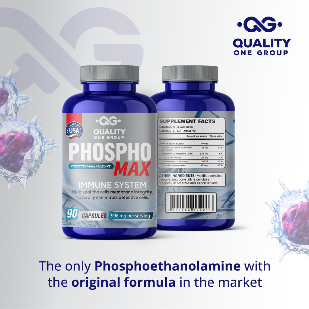 Phosphomax - Fosfoetanolamina - Unique Blend of Phosphoethanolamine to Boost Your Immune System- Natural Fosfoetalonamina, 26 Years of Researched Formulation
