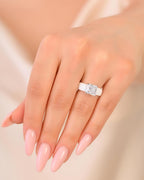 Rinfit Silicone Ring with Stone, Princess Cut CZ - Wht/Sil, Size 7