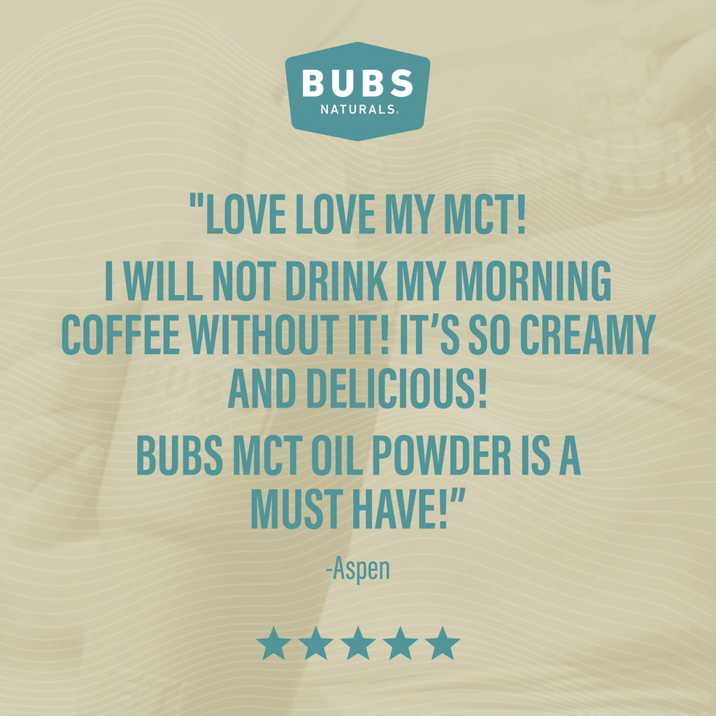 BUBS Naturals MCT Oil Powder Packets - Medium Chain Triglycerides - Keto Vegan & Paleo Friendly - Healthy Coconut Fats + Low Carb - Dairy-Free Energy Source - includes 14 Travel Packets