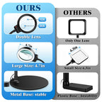10X 30X Magnifying Glass with Light and Stand, 72 LED 3 Color Modes Stepless Dimmable, Hands Free Lighted Magnifier Desk Lamp for Close Work Craft Hobby Painting Sewing Jewelry Reading (Black)
