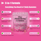 Itiban Pheromone Gummies for her, Women Slippery Elm, Enhance Charm, Supports Balance, Confidence & Social Vibe, Vegan, Non-GMO, Gluten-Free, Strawberry Flavor, 60 Gummies
