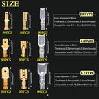Twidec/360Pcs 2.8/4.8/6.3mm Quick Splice Male and Female Wire Spade Connector Crimp Terminal Block Assortment Kit Golden with Insulating Sleeve for Electrical Wiring Car with Wire Crimper Tool