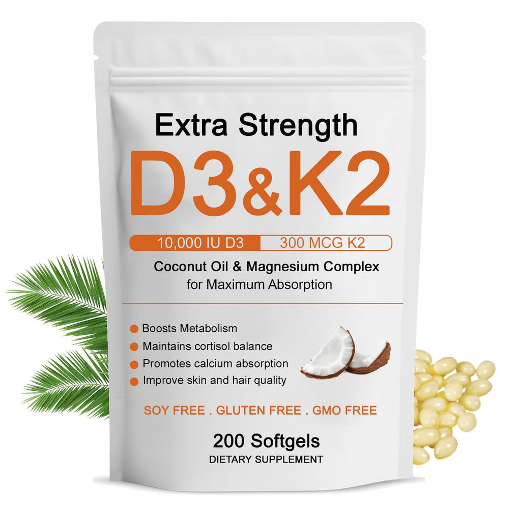 WDVNEX Vitamin D3 K2 Magnesium Complex, Extra Strength D3 & K2 with Triple Magnesium Softgels, D3 + K2 (Mk-7) | Support Bone & Immune | Improve Energy | Non-GMO, 200 Softgels (1) (1)
