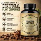 Cloves Capsules - Natural Dietary Supplement - Rich in Vitamins, Minerals, Manganese, Fiber - May Help Strengthen Bones, Promote Digestive Function, Antioxidant Support - 100 Caps
