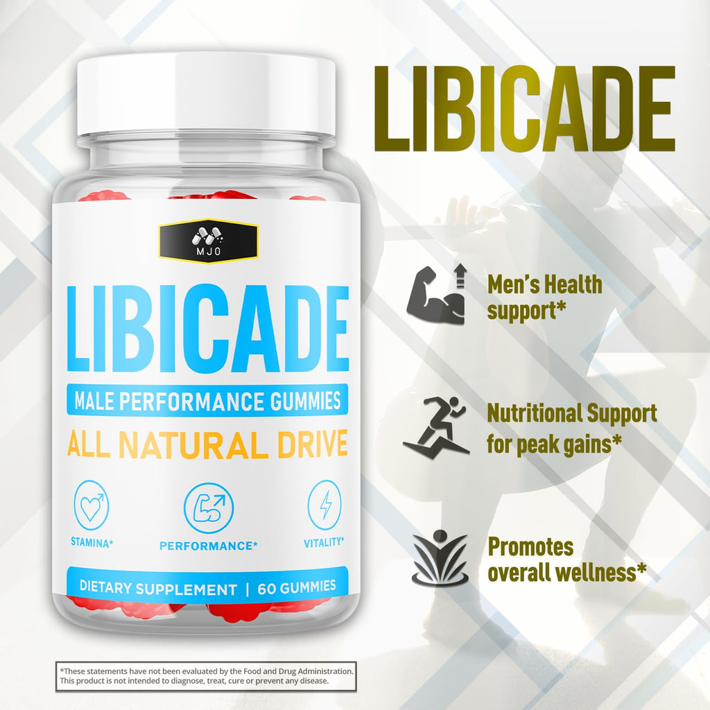 Libicade Gummies, Official Libicade Gummys for Men with All Natural Ingredients, Libicade Advanced Formula for Wellness Support with Premium Vitamins for Optimal Health & Active Lifestyle (60 Gummies)