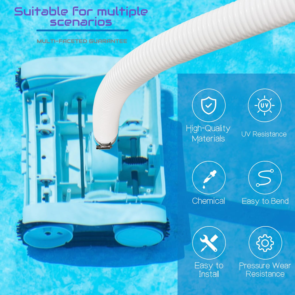 2 Pack Pool Pump Replacement Hose,1.25" Diameter, 59" Long Pool Filter Replacement Hoses for Above Ground Pools,Compatible with Intex Filter Pump 607, 637,Includes 4 Metal Clamps (white)