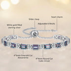 ETERMBOL Birthstone Tennis Bracelets for Women White Gold Sterling Silver Gemstone Bracelets Adjustable Chain 6-9 Inchs Jewelry Anniversary Birthday Gifts for Women Mom Wife Her