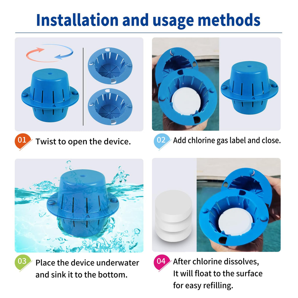 Upgraded Sinking and Floating Pool Cl Dispenser,Sinking Cl Dispenser for Pool,Sinks - Cleans - Floats,Completely immersed, no Waste,Less Smell,Replaces Pool Cl Floater