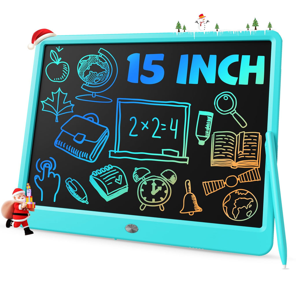 TEKFUN 15" LCD Writing Tablet for Kids, Large Drawing Pad for Boys & Girls, Screen-Free Way to Keep Kids Busy, Reusable Doodle Board for Learning & Travel, Great Christmas Gift Idea(15in Blue)