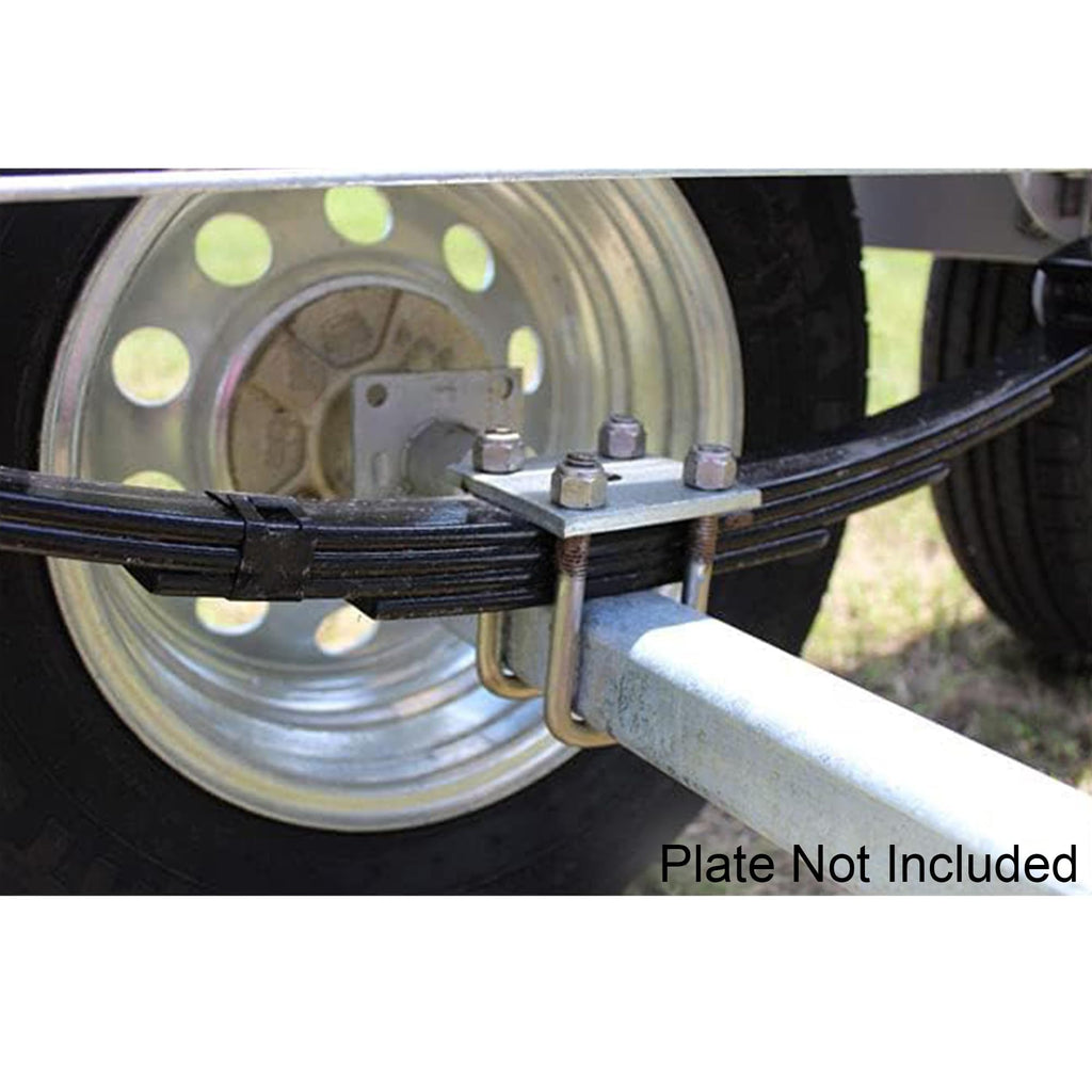 Square U Bolt with Hardware for Boat Trailer, Galvanized Steel, 3/8" Diameter x 1-5/8" x 3-3/8" for 1-1/2" Beam (4 Pack)