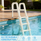 Outvita 5-Step PE Pool Ladder Above Ground, Heavy Duty Safety Deck Ladder, Anti Slip Plastic Step for Inground Swimming Pool 48in to 54in(Ivory)