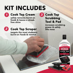 Weiman Glass & Ceramic Cooktop, Stove Top & Oven Cleaner Kit – Kitchen Cleaner Cream, 3 Scrubbing Pads & Scraper for Burnt-On Food & Grease, Clean Shine - Safe for Induction, Electric & Gas Cooktops