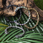 TURTLEDOVE Viking Wolf Fenrir Bangle - Adjustable Stainless Steel Norse Scandinavian Torc