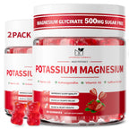 2 Pack Potassium Magnesium Gummies, Sugar Free Potassium Supplement Magnesium Glycinate 500mg, Ashwagandha, Vitamins D3, C, B6, Calcium & Zinc for Sleep, Leg Cramps & Muscle Relaxation-120 Count