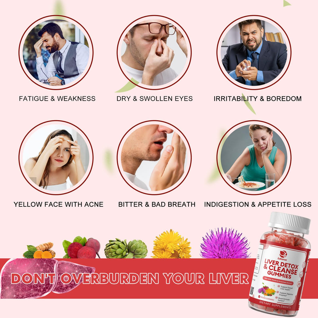 2 Pack Lukaree Liver Cleanse Detox & Repair Gummies | Sugar-Free Milk Thistle Supplement w/Artichok & L-Glutathione - Ultra-Concentrated Herbal Liver Support for Men & Women -Vegan,60 Count