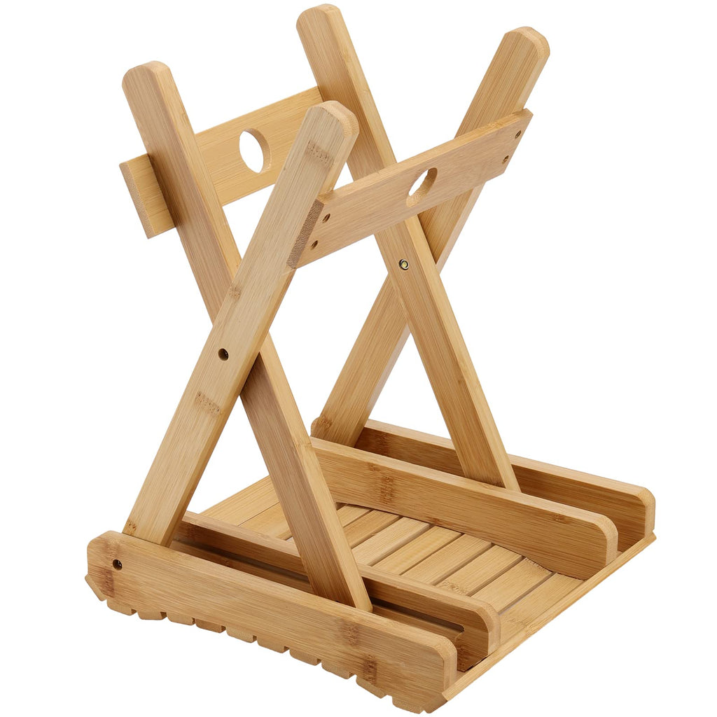 SINJEUN 2 Pack 12 Inch Natural Bamboo Folding Bench Seat Stool Bench for Bathroom, Spa, Sauna, Wooden Seat, Shower Bench Stool, Easy Assembled
