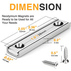 TRYMAG Strong Bar Magnets with Hole, 80 Lbs Heavy Duty Neodymium Rectangular Pot Magnet with Screws for Wall Mounting, 25 Pack Rare Earth Magnets Strips for Garage, Workshop - 60x13.5x5mm