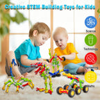 Huaker Stem Building Toys for 3 4 5 6 7 8 Year Old Boys Girls Kids,125 Pieces Building Blocks Educational Learning Toys with Large Storage Box,Ideal Christmas Birthday Gifts