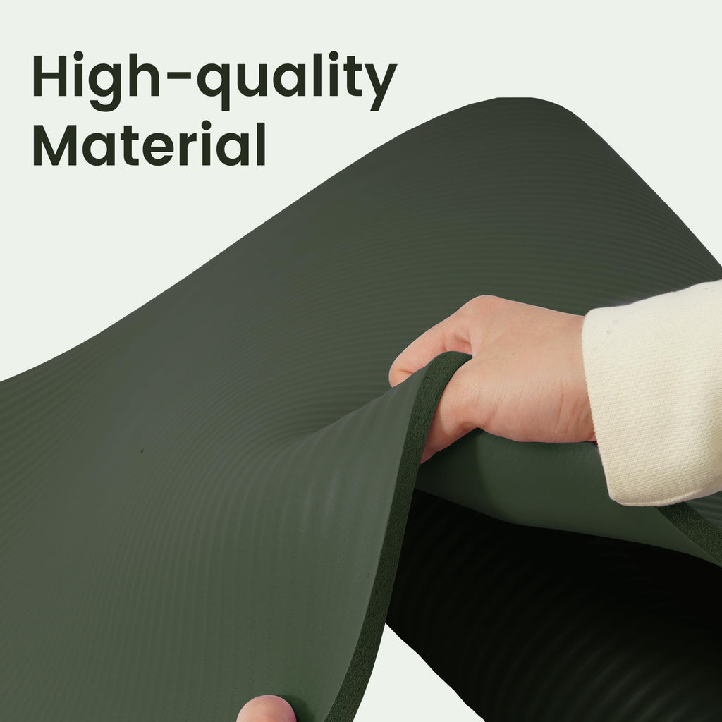 Fitvids 1/2-Inch Thick High Density Foam Exercise Yoga Mat with Carrying Strap, For Cushioning The Body Against Hard Floors, Jasper Green