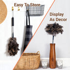 Ostrich Feather Duster for Electronics, Keyboard – Soft Dusting Tool for Screen, Fragile Items, Office, Home Cleaning (A12- Black Handle)