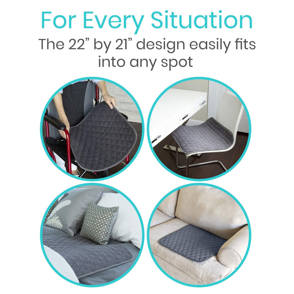 Sures Waterproof Chair Pads for Incontinence (22" x 21") - Washable, Waterproof Seat Protector - Chair Protector Seat Cover - Absorbent Pad for Bed, Seat, Car, Wheelchair & Recliner (Gray, 1 Pack)