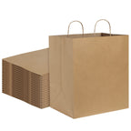 BagDream Kraft Paper Bagsr 50Pcs 14x10x15.75 Ultra Wide Large Paper Gift Bags with Handles for Takeouts, Parties, Shopping, Food Packing, Recyclable Food Service Bags Brown Paper Grocery Sacks