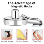 MIKEDE Magnetic Hooks 50Lbs Heavy Duty Earth Magnets with Hooks for Cruise Cabin Strong Magnet Hooks for Hanging Super Metal Magnetic Hanger for Grill Fridge Kitchen - Pack of 8