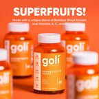 Goli Superfruits Beauty Gummies with Bamboo Silica - Vitamins A, C, E, Zinc - Collagen Support with Superfruit Blend - Vegan, Non-GMO, Gluten-Free - 60 Count (Pack of 3)